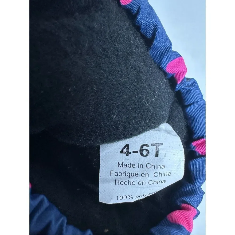 Girls Snow Mittens Thinsulate Size 4-6Y Blue Hearts Print